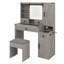 Ensemble de coiffeuse avec miroir lumineux coulissant Farmhouse, coiffeuse en verre avec station de charge, ensemble de meuble-lavabo 4 tiroirs 2 armoires avec tabouret-79513561