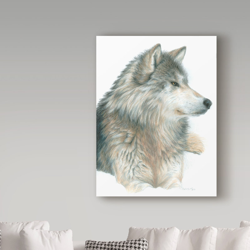 « loup on white », reproduction de peinture à l’acrylique sur toile tendue, H 32 po x l 24 po x P 2 po