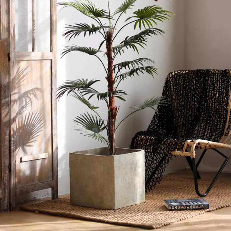 StoneGrain Square Planter, 8.2" H x 9.4" W x 9.4" D, Camel