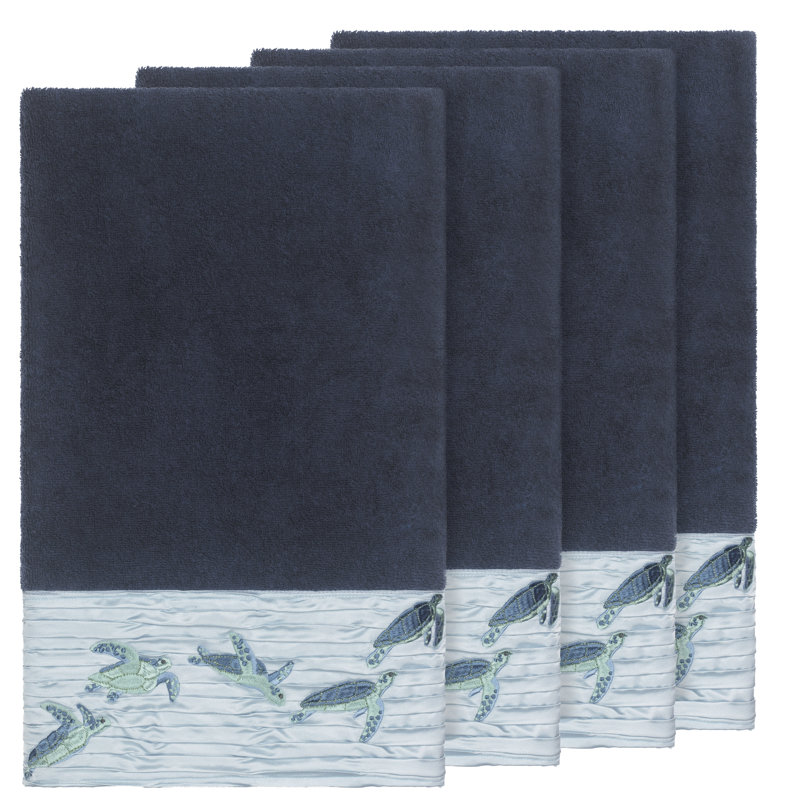 Ensemble de serviettes de bain en coton turc 4 pièces Mia, Bleu minuit