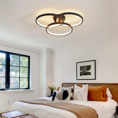 Modern Black 3-ring Led Ceiling Light Fixtures,dimmable Flush Mount Ceiling Light For Bedroom, Living Room, Dining Room, Kitchen