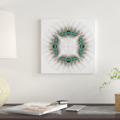 « peacock plumes mandala », reproduction sur toile