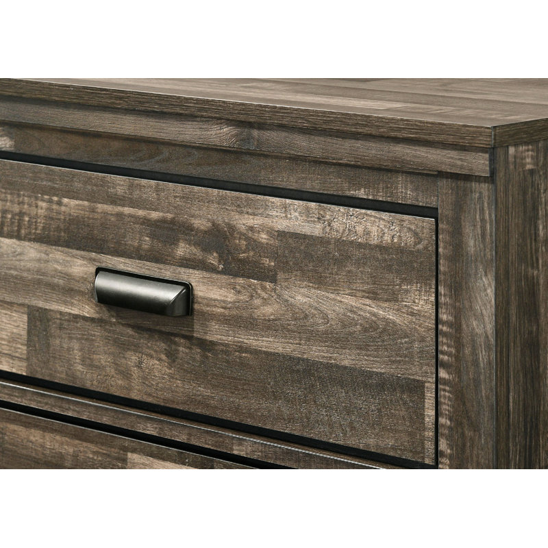Commode contemporaine en bois avec six tiroirs de rangement pour la chambre à coucher, Brun antique