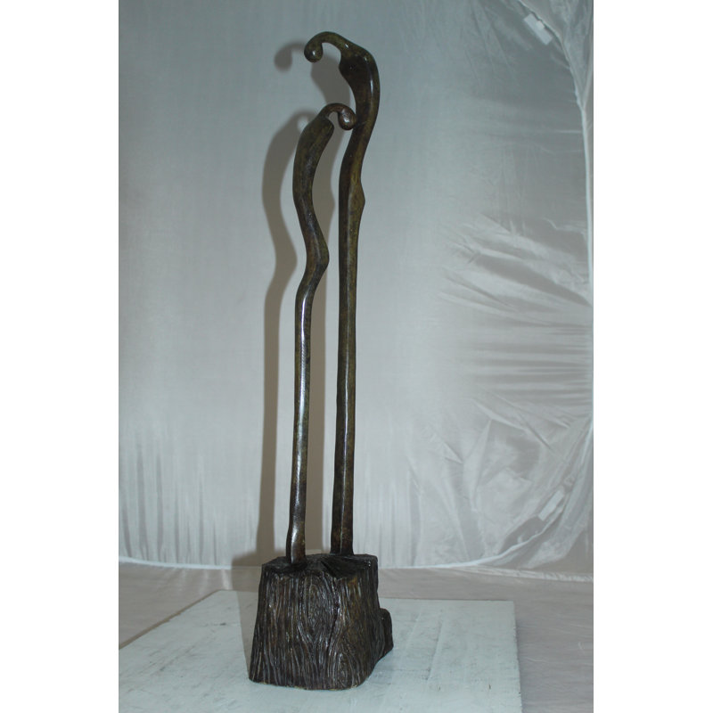Statue Kamaya en bronze à motif abstrait féminin - Taille: L 6 po x l 8 po x H 31 po.