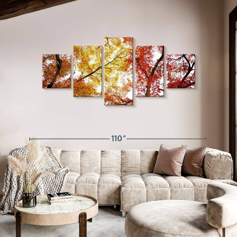 Feuilles d'automne ensoleillées, H 42 po x l 92 po
