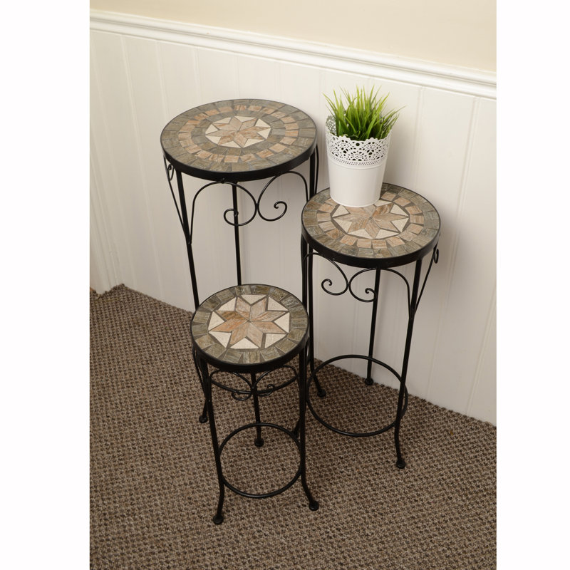 BRAVA 3 Piece Tall ROUND Plantstand Set