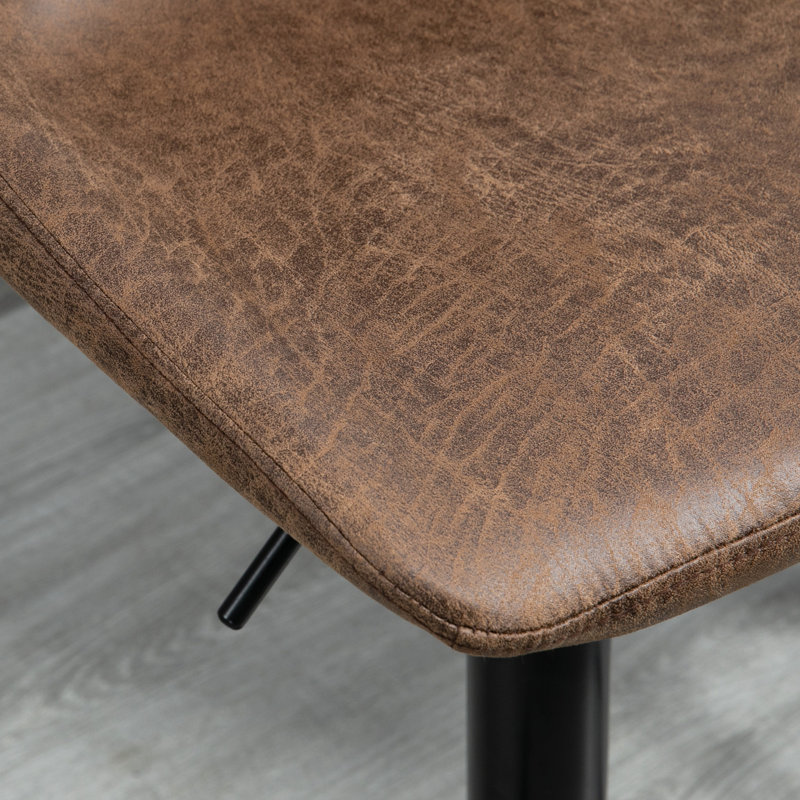 Kait Swivel Upholstered Adjustable Height Counter Stool with Metal Frame, Brown