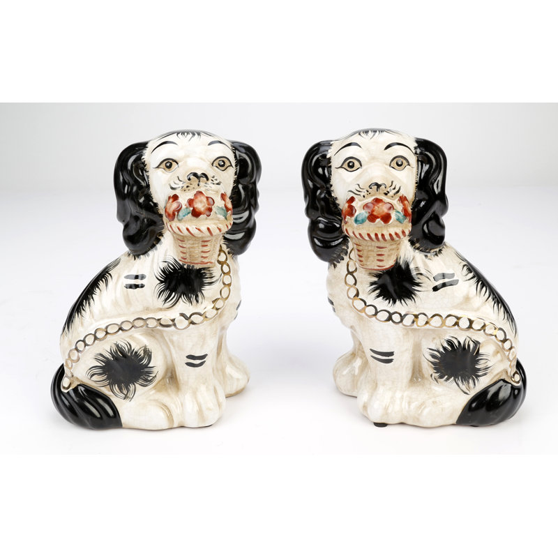 Paire de chiens avec paniers 8 "Schaefer Staffordshire, Noir