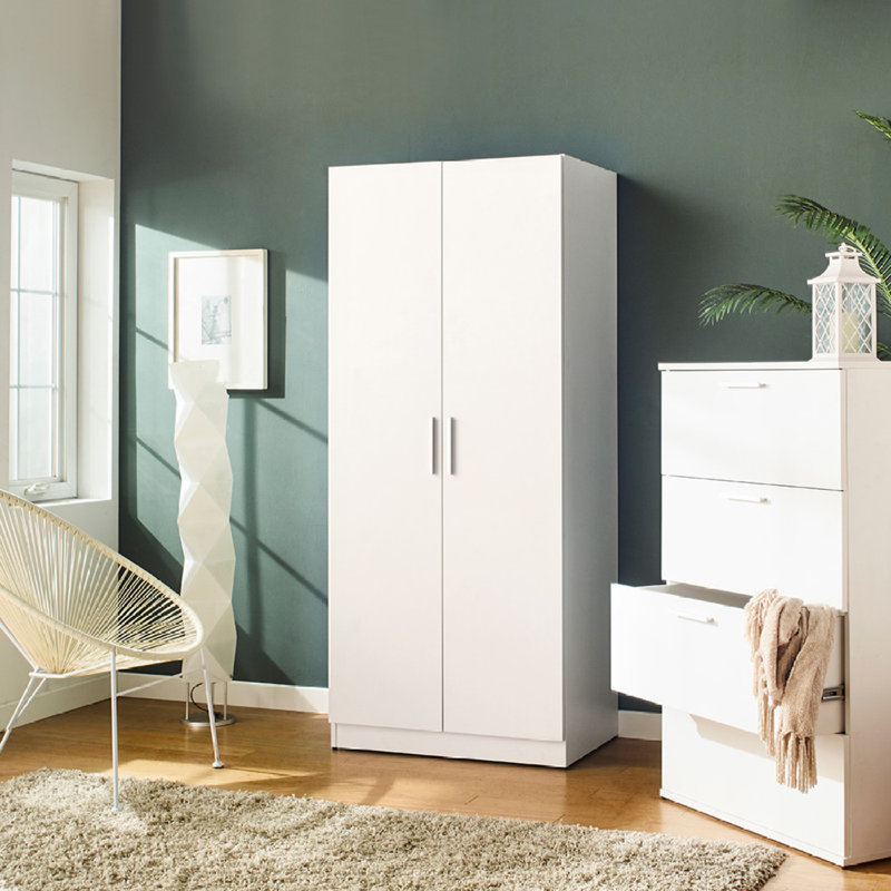 Armoire à chaussures haute Mia avec six tablettes, Blanc