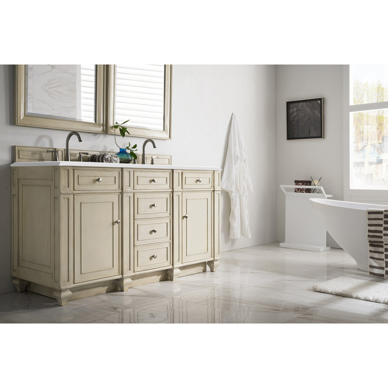 Bristol 60'' W Double Vanity, White Zeus, Single-Hole, Saddle Brown