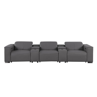 Luxurious 5-Piece Genuine Leather Power Reclining Sofa – 3 Recliners And Power Headrests