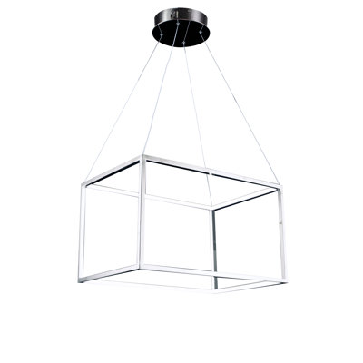 12-Light Chrome Stainless Steel LED Box Chandelier
