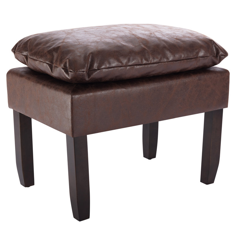 Repose-pieds standard en faux cuir 24 po Bailes, Simili cuir brun foncé