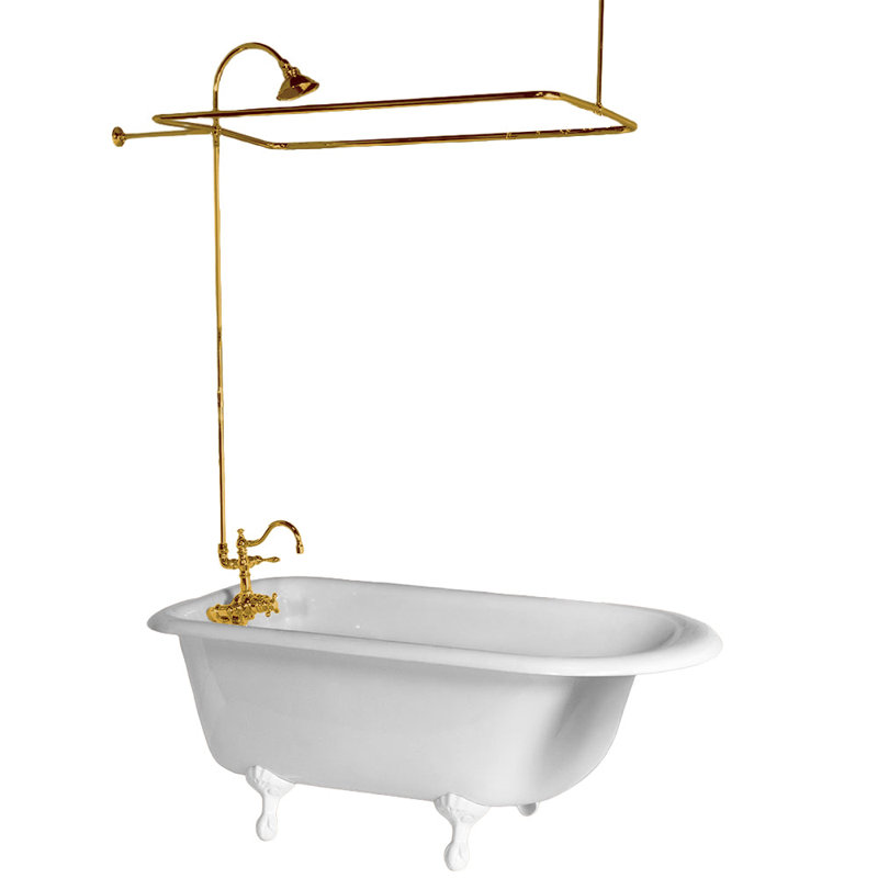 Strom Living Thermostatic Exposed Enclosure Shower Set with Shower Head and 65" Riser, Unlacquered Polished Brass