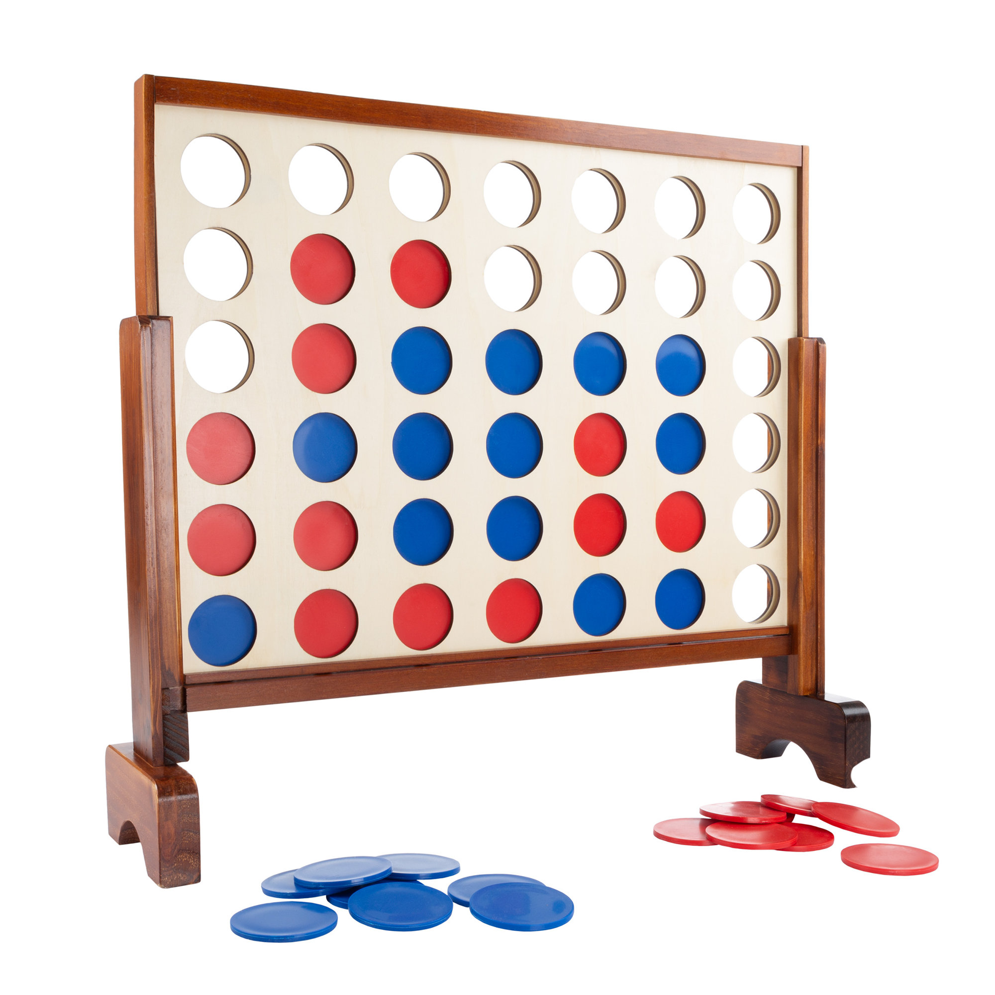 Hey Play 4-In-a-Row Family Game, Natural Finish