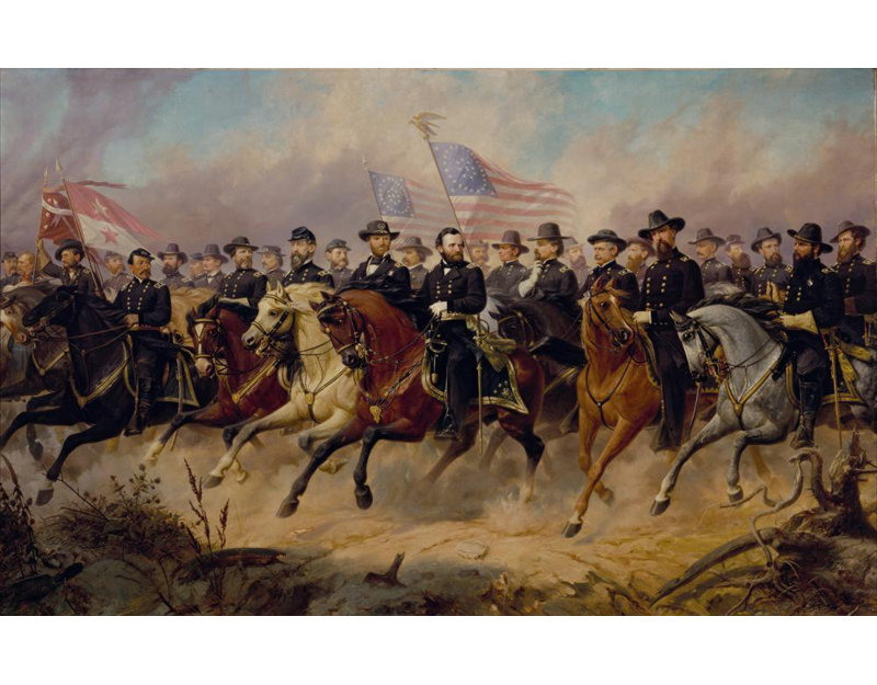 «Grant and His Generals» par Ole Peter Hansen Balling - Art mural sur toile tendue avec châssis, H 24 po x l 17 po