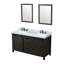 Meuble-lavabo double l 60 po x P 22 po, comptoir en quartz blanc, ensemble de robinets et miroirs 24 po-1888976074