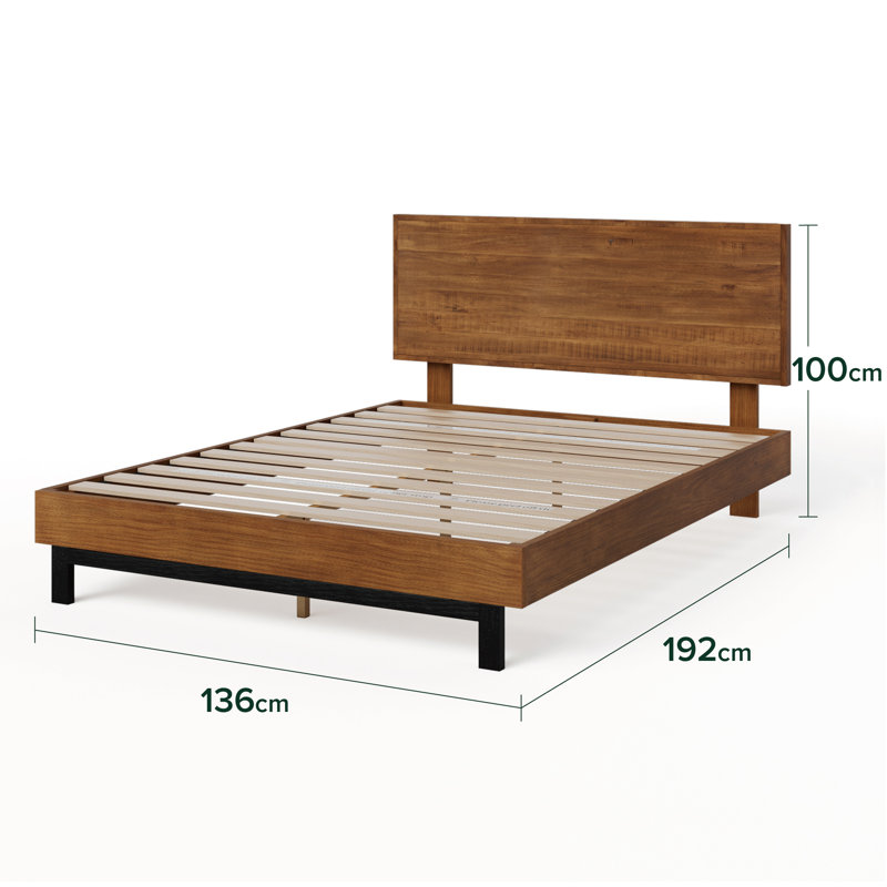 Fillmore Solid Wood Bed frame with Adjustable Headboard, Double (4'6)