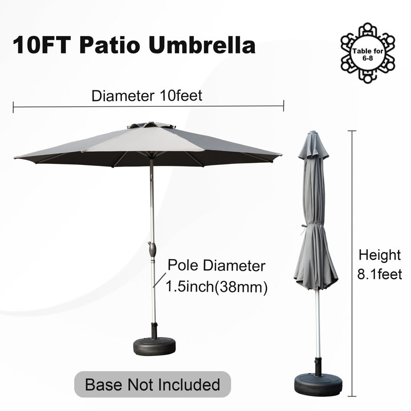 Parasol d'extérieur 10 pi avec aération de vent et tissu de patio de construction élastique - propriétés
