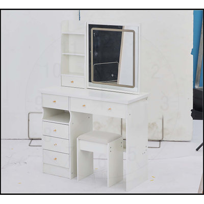 Table de coiffeuse polyvalente avec miroir à DEL de pointe et beaucoup de rangement