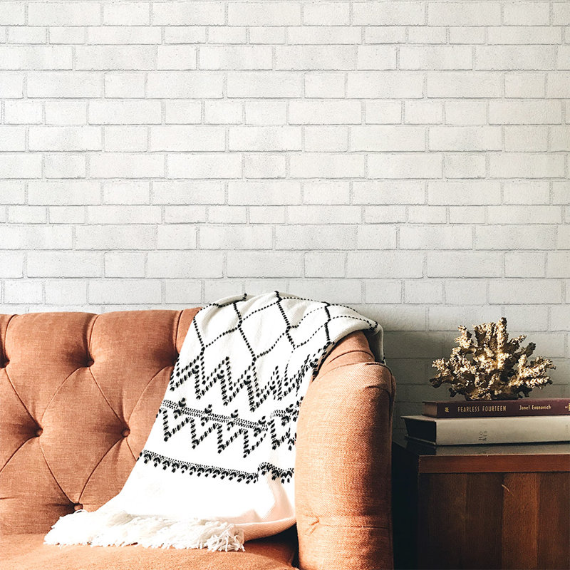 Macdougal 16.5' L x 20.5" W Peel and Stick Wallpaper Roll, 16.5" L x 20.5" W, White