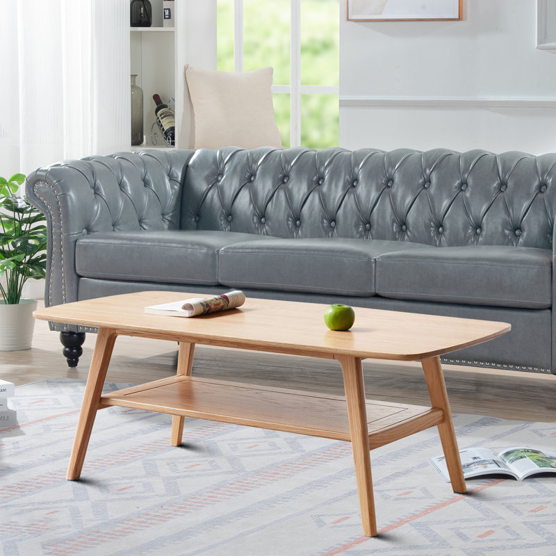 Table basse en bois massif Kaboentle avec tablette inférieure, H 17,33 po x L 47,22 po x l 22,02 po