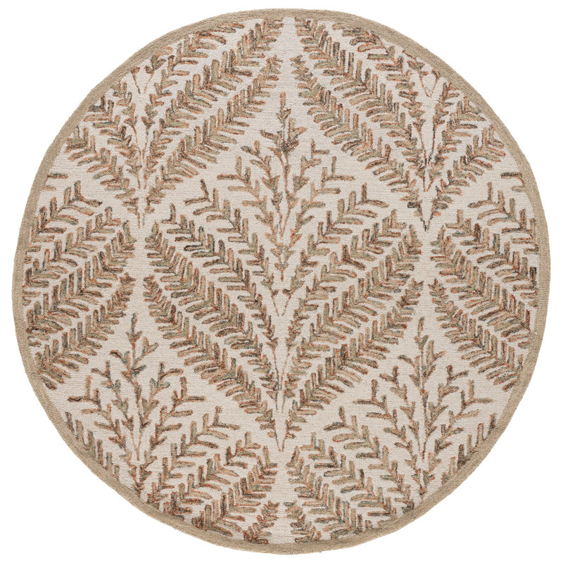Andresky Hand Tufted Wool Ikat Rug, Round 7'