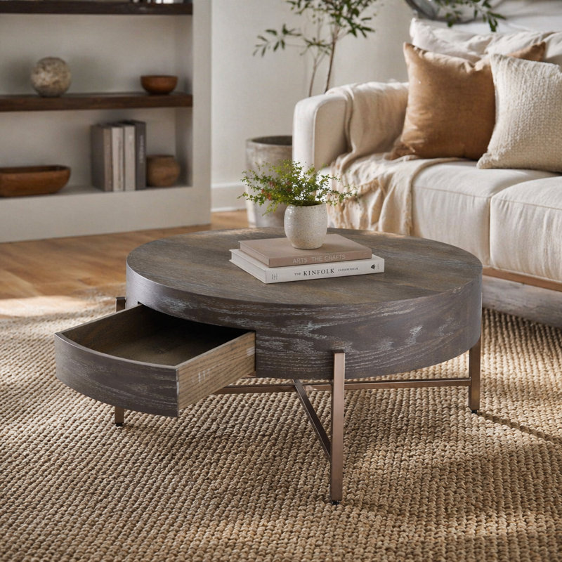 Table basse à 1 tiroir, 16.05" H x 23.25" W x 26.25" D, Brown