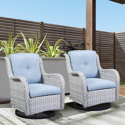 Lucama Outdoor Gliding Wicker/Rattan Chair with Cushions by Lark Manor