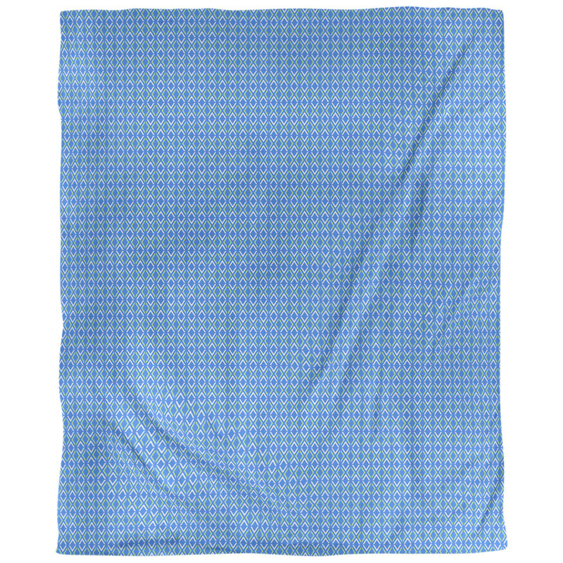 Tissu en losanges arrow, Bleu / vert, L 54 po x l 36 po, Lin huître palazzo