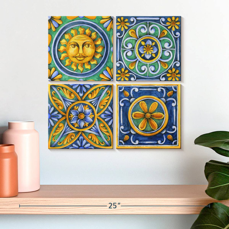 Flower Pattern Tiles, 18" H x 18" W