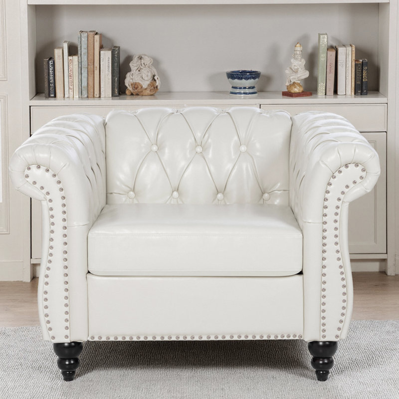 Élégant canapé en cuir PU blanc à 1 place - Un luxe compact pour votre espace de vie, Blanc