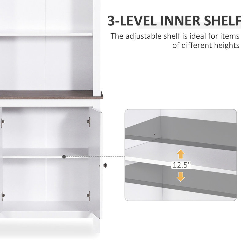 Étagère de rangement autoportante pour chambre 69 "avec porte double et 3 armoires