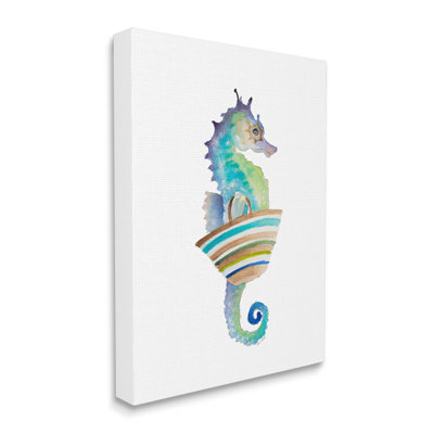 Doux ombre hippocampe rayé, sac de plage, animal aquatique par Lanie Loreth - Peinture