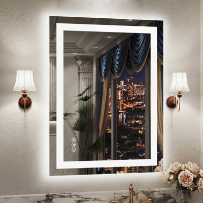 Lunara UL Certified Front Light and Backlit LED Anti-Fog Bathroom Vanity Mirror 5mm Premium Tempered Glass