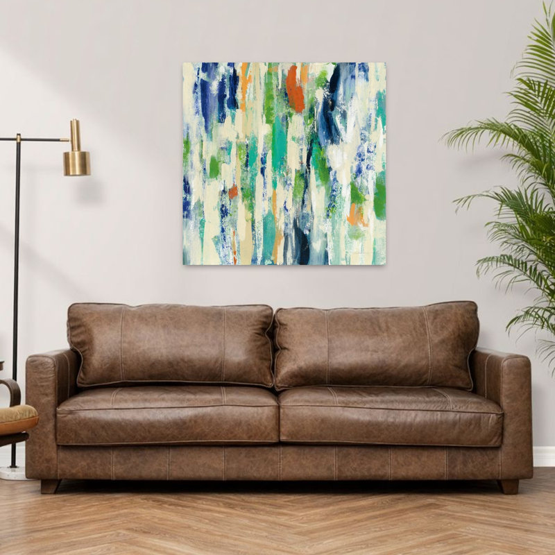 Rayons de soleil contemporains avec art abstrait bleu, H 36 po x l 36 po