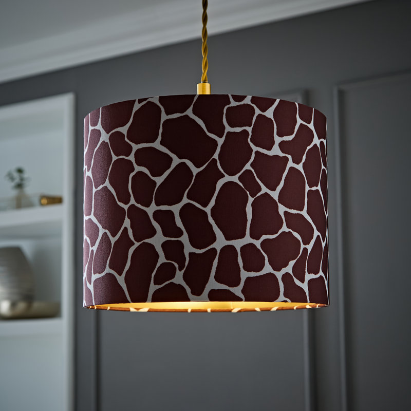 Alham 20cm H Blended Fabric Drum Lamp Shade ( Slip-On ) in Brown: Cream