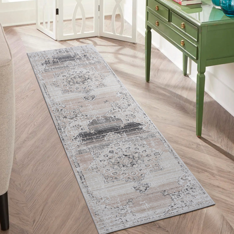 2X8 Area Rug, Cream/Beige Medallion, Stain & Non-Shedding, Beautifies Living Room Rug 2X8, Decorates Bedroom Dining