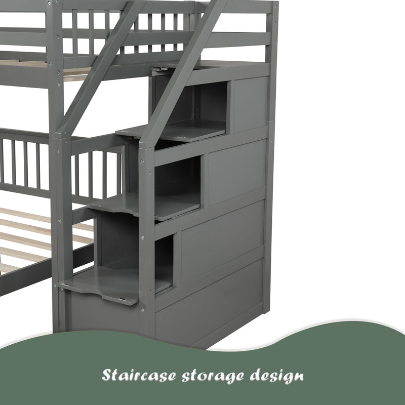 Harriet Bee Twin Over Full Loft Bed With Staircase - Wayfair Canada