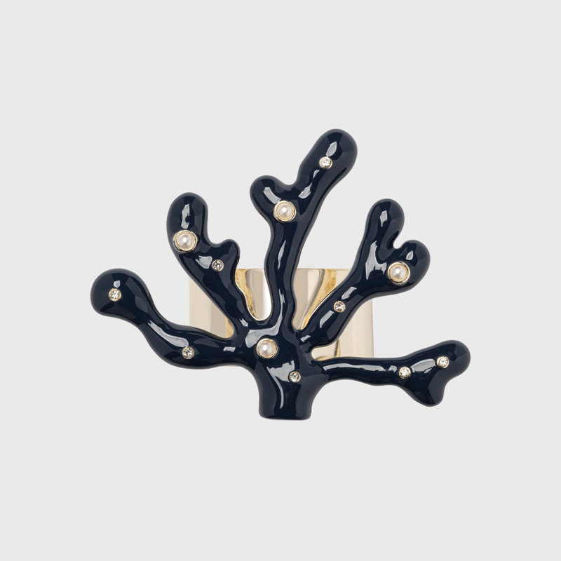 Coral Napkin Rings, Navy/Shiny Gold