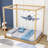 Wooden Canopy Platform Bed with Slats Support-912670371-912670369