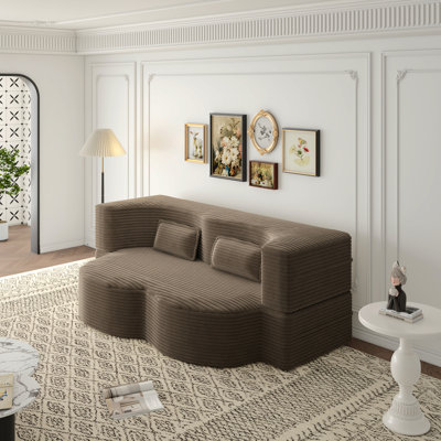Canapé-lit moderne avec 2 coussins, canapé-lit convertible en tissu rembourré de mousse, matelas pliant double de 15 po pour le salon, le lit d'invité, la salle de jeux, aucun assemblage requis