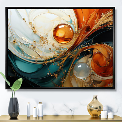 Orange and emerald marble lava IV - Abstract Painting Wall Art
