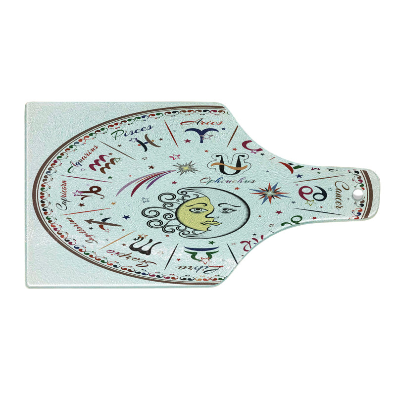 Astrology Multicolor Tempered Glass Rectangular Cutting Board