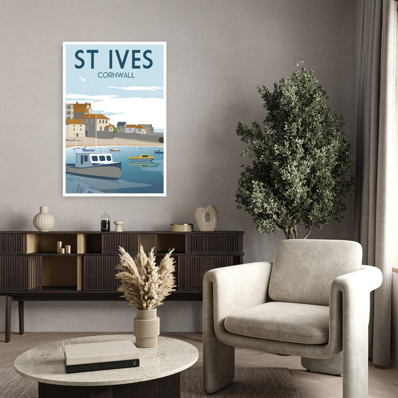 St Ives Cornwall Harbor - Affiche murale abstraite représentant la côte, H 36 po x l 24 po