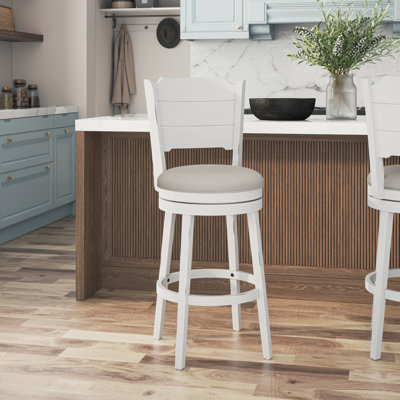 Authement Swivel Upholstered Counter Stool with Solid Wood Frame