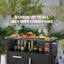 Chariot de barbecue extérieur avec armoire de rangement, table de préparation de cuisine en acier inoxydable avec roulettes