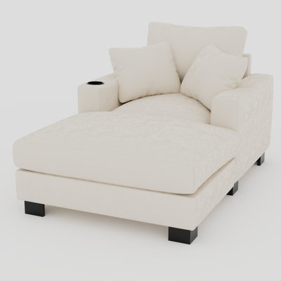 Breezia Premium Comfort Indoor Chaise Lounge with USB Port and Cup Holder
