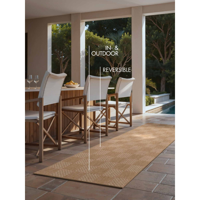 Runner Dequavion Chequered 80cm X 200cm Indoor / Outdoor Area Rug