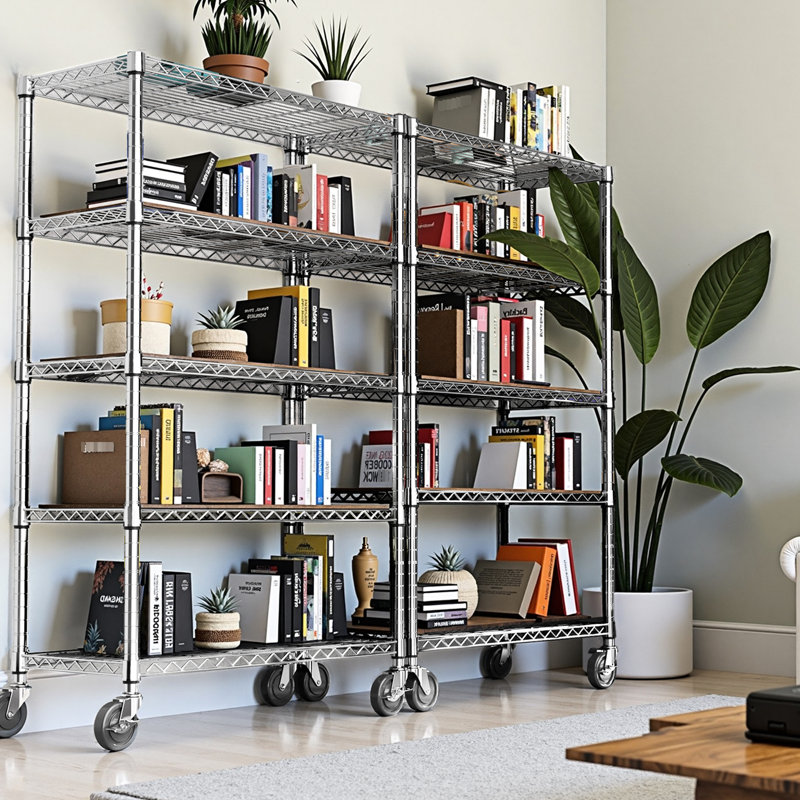 Étagère en acier au carbone 6 avec 6 tablettes réglables et 360 roues, support vertical pour garage - l 47,2 po x P 17,7 po H 76,7 po